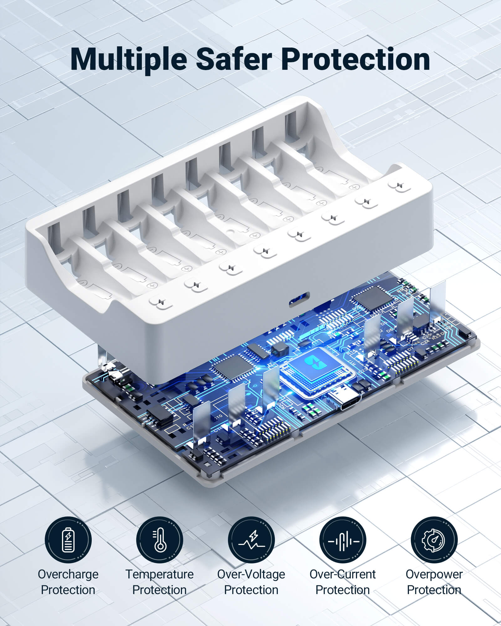 EBL 8 Bay AA AAA Battery Charger for NiMH NiCD Rechargeable Batteries