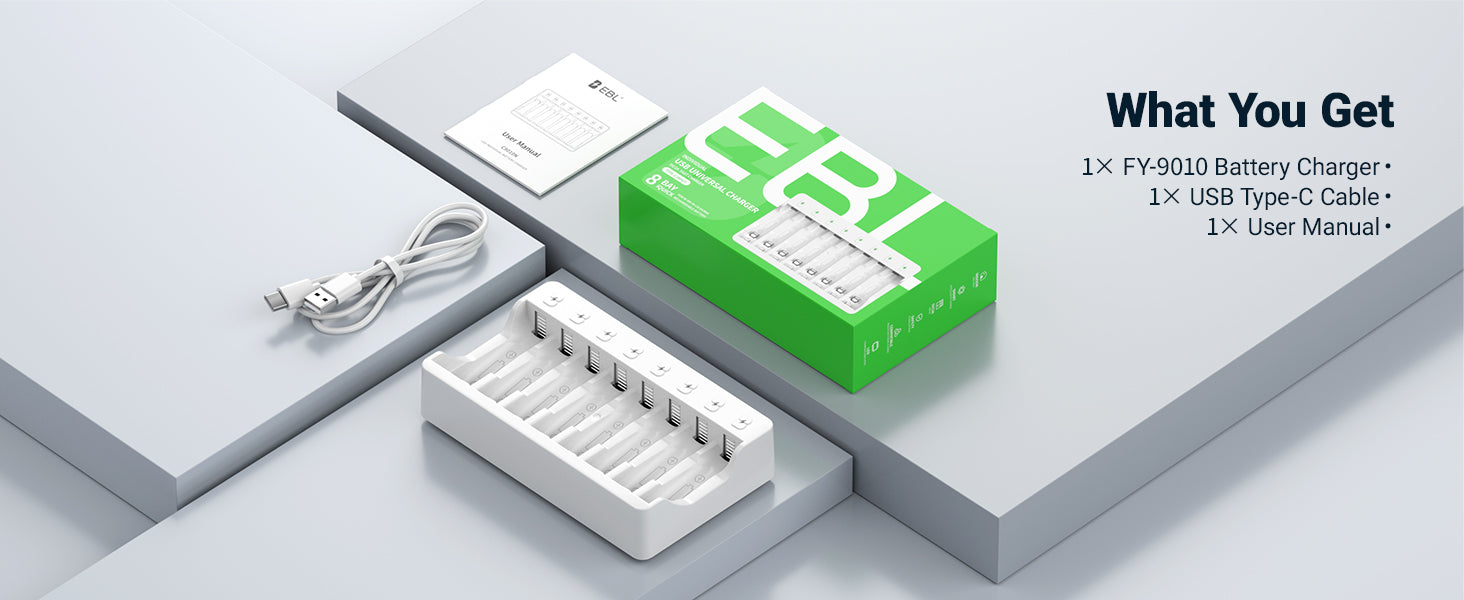 EBL 8 Bay AA AAA Battery Charger for NiMH NiCD Rechargeable Batteries