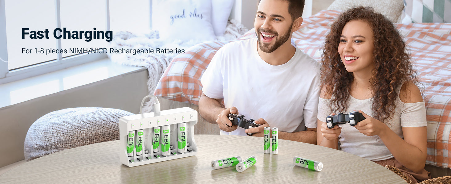 playing video games with EBL AA rechargeable batteries