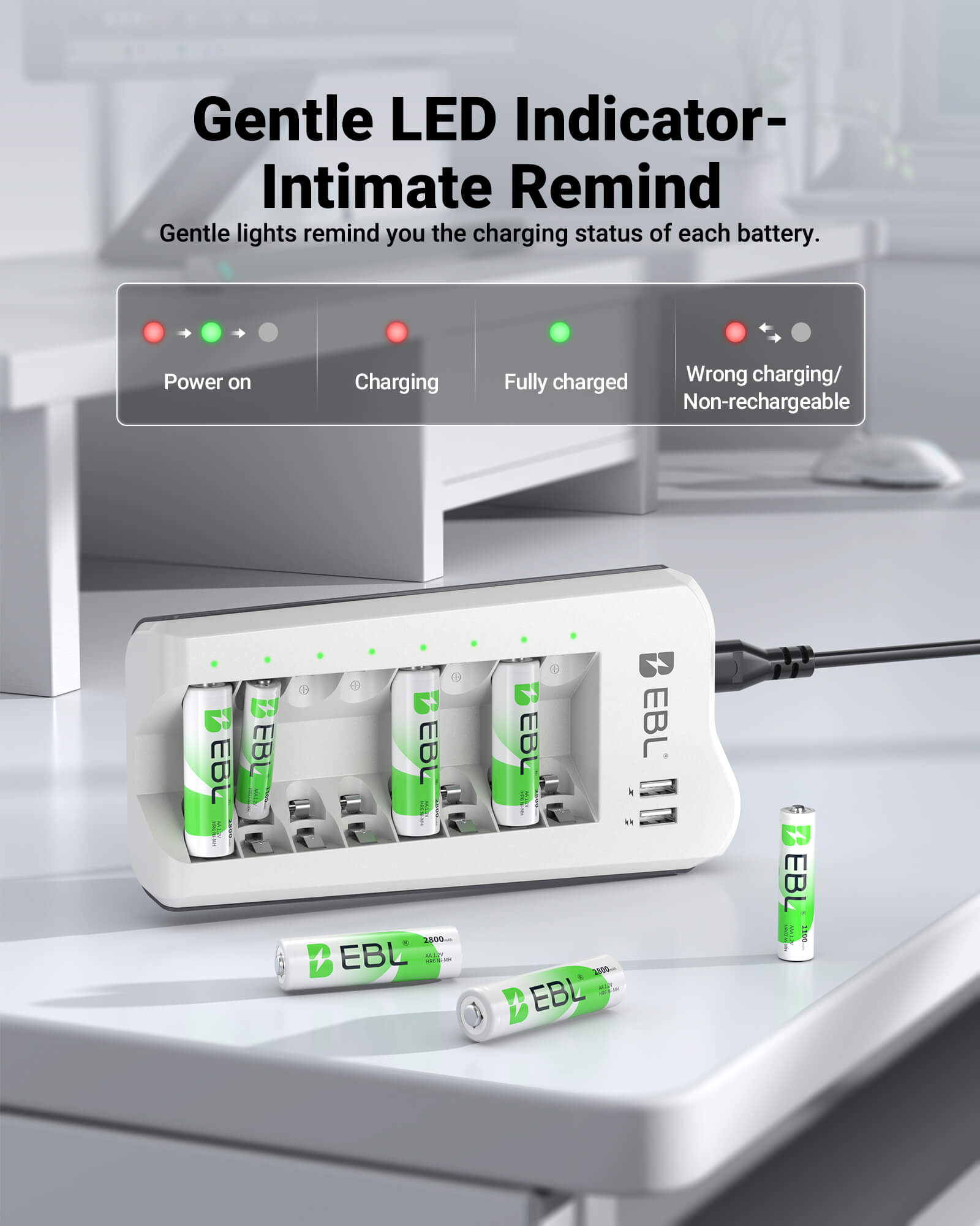 EBL Upgraded 808U Smart 8 Bay Individual Battery Charger