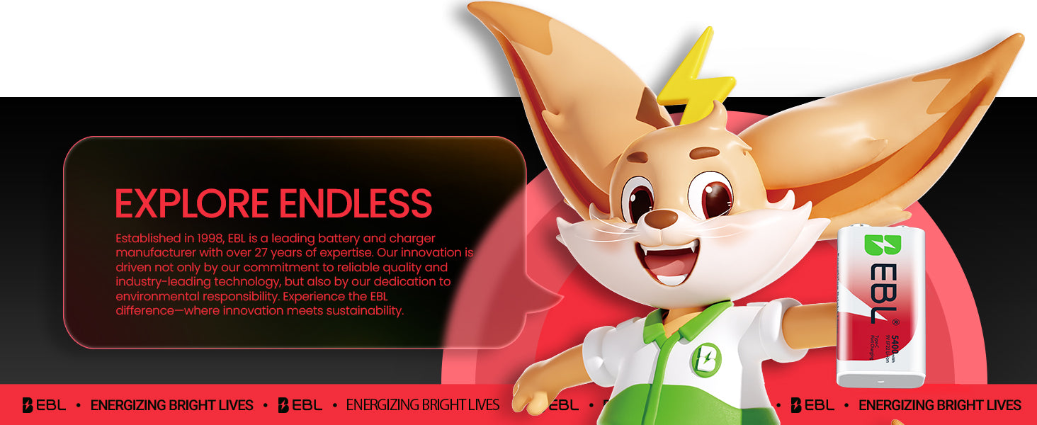 EBL Rechargeable 9V Lithium Batteries 5400mWh