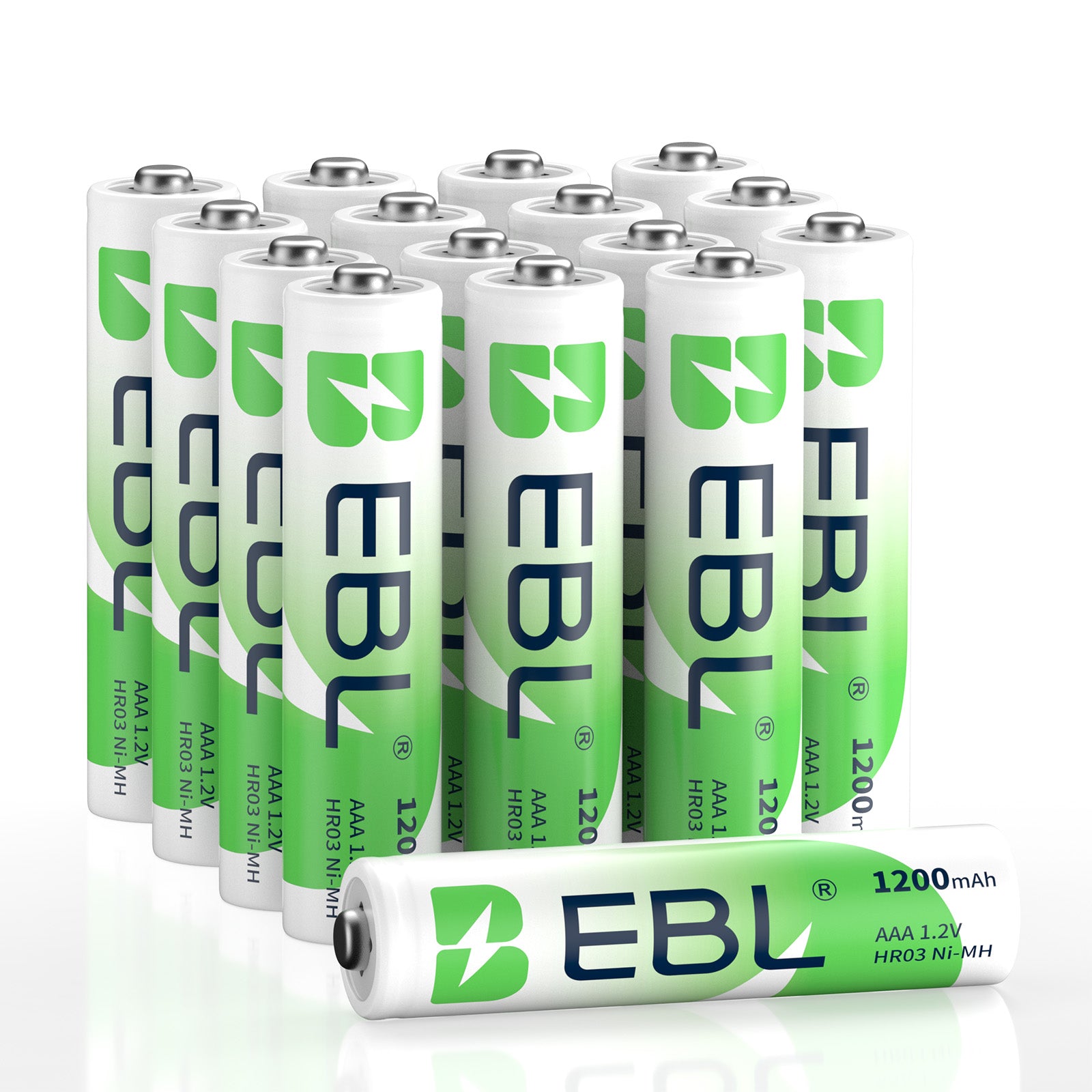 Pilas recargables AAA EBL ProCyco de alta capacidad (1200 mAh), NiMH, paquete de 16 unidades