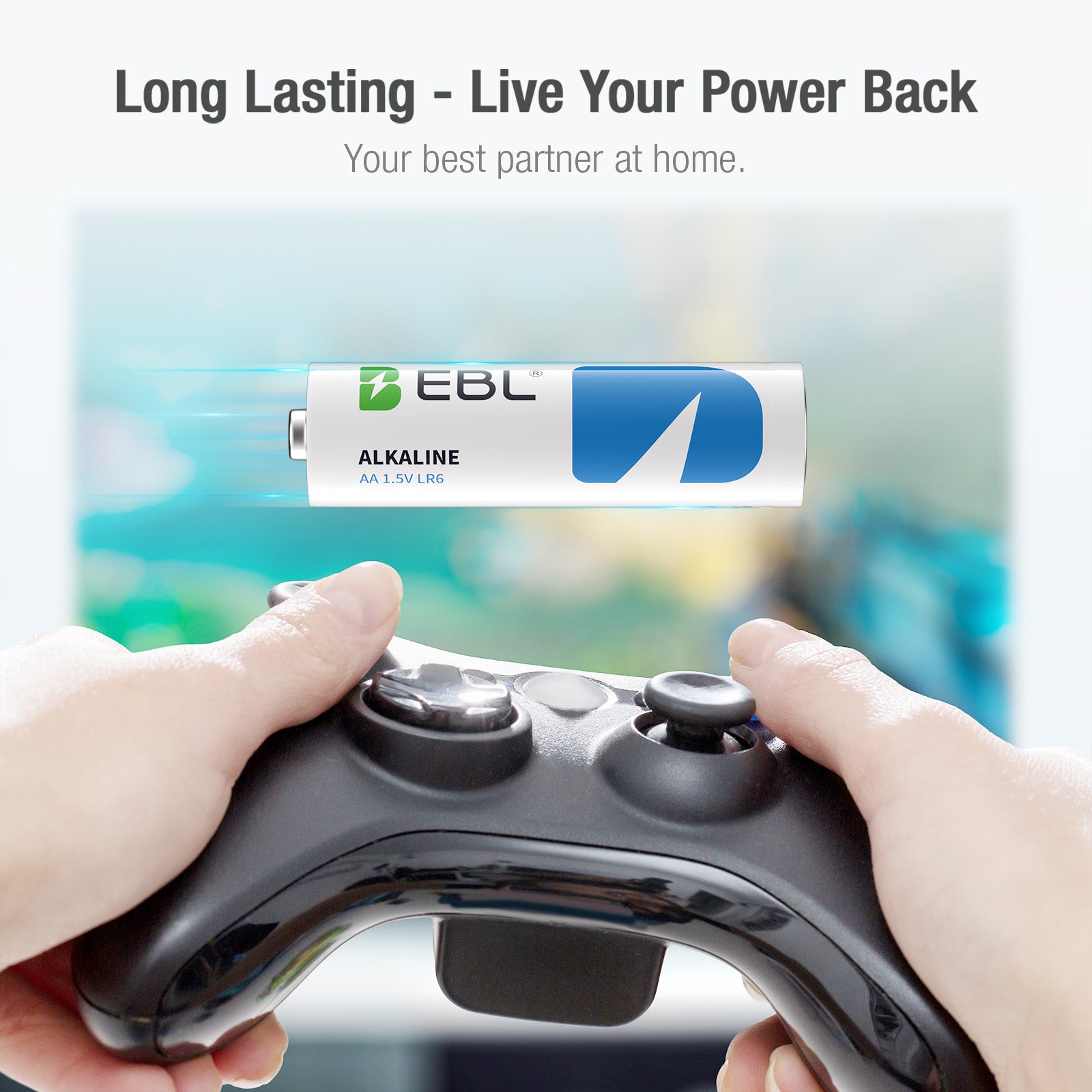 EBL AA Batteries 8 Pack 1.5V Alkaline Double A Batteries, Long-Lasting Alkaline AA Battery