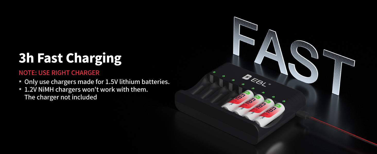 EBL 1.5V Lithium AA Rechargeable Batteries