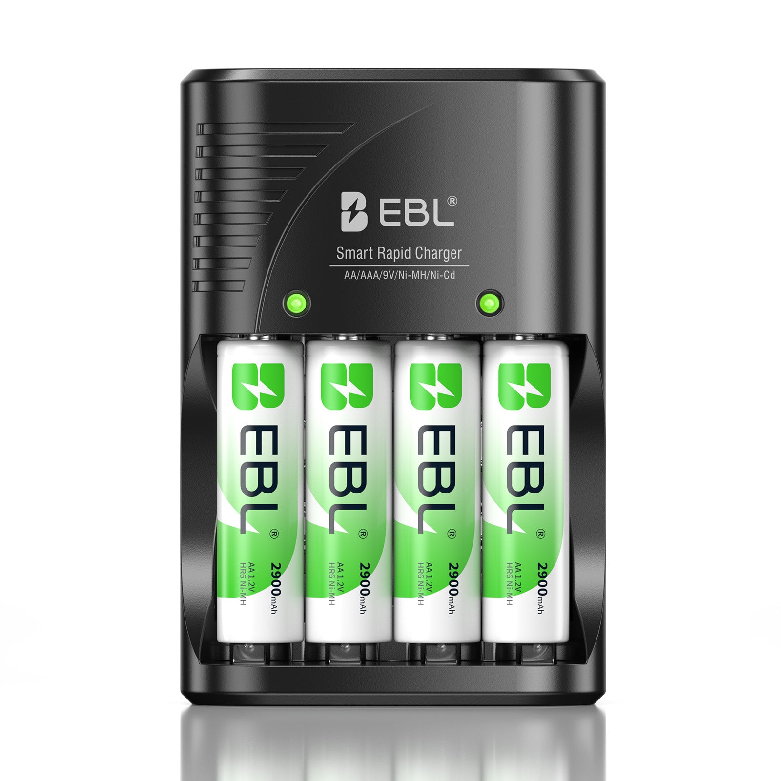 Baterías EBL NiMH AA de 2900 mAh con cargador inteligente de 4 bahías (4 unidades) - Batería recargable doble A de 1,2 V