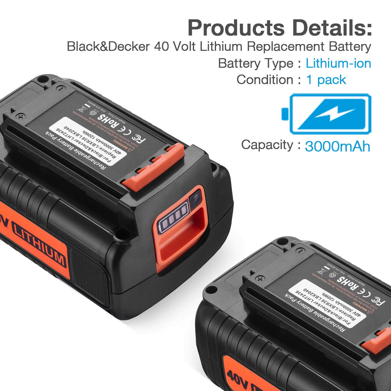 Replacement Battery for Black & Decker LBXR36 LBXR2036 LBX2040