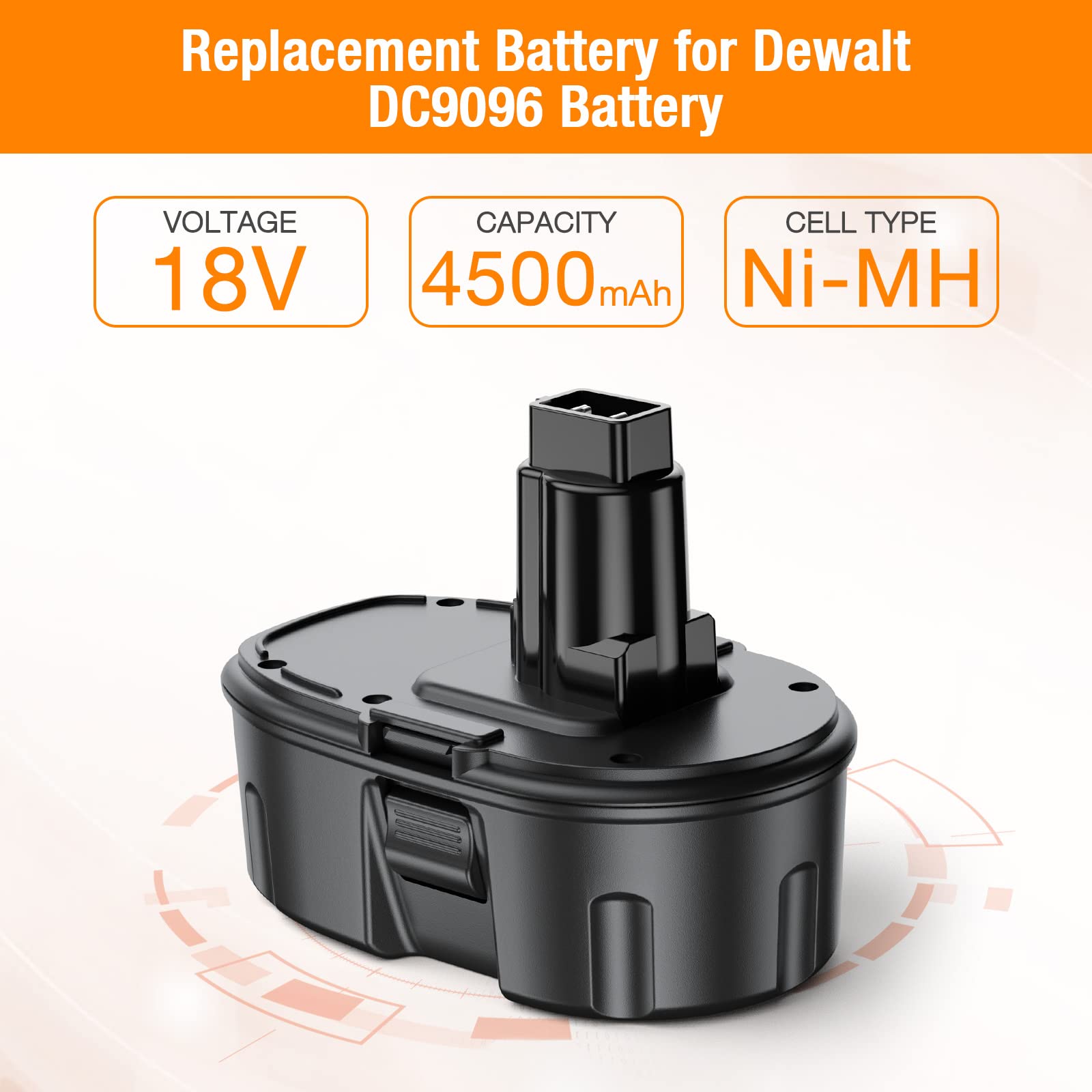 4500mAh 18V Replacement Battery for Dewalt
