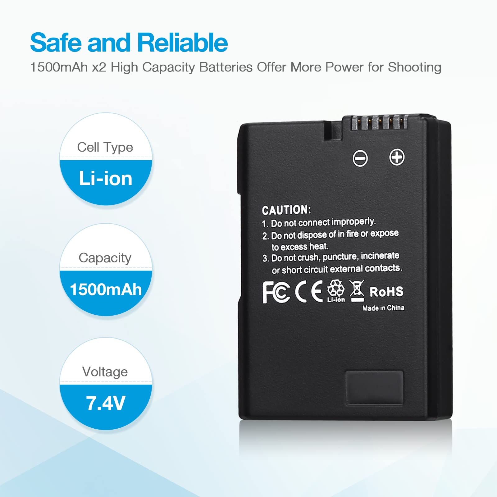 EN-EL14/EN-EL14a Battery 2-Pack & Dual LCD Charger for Nikon