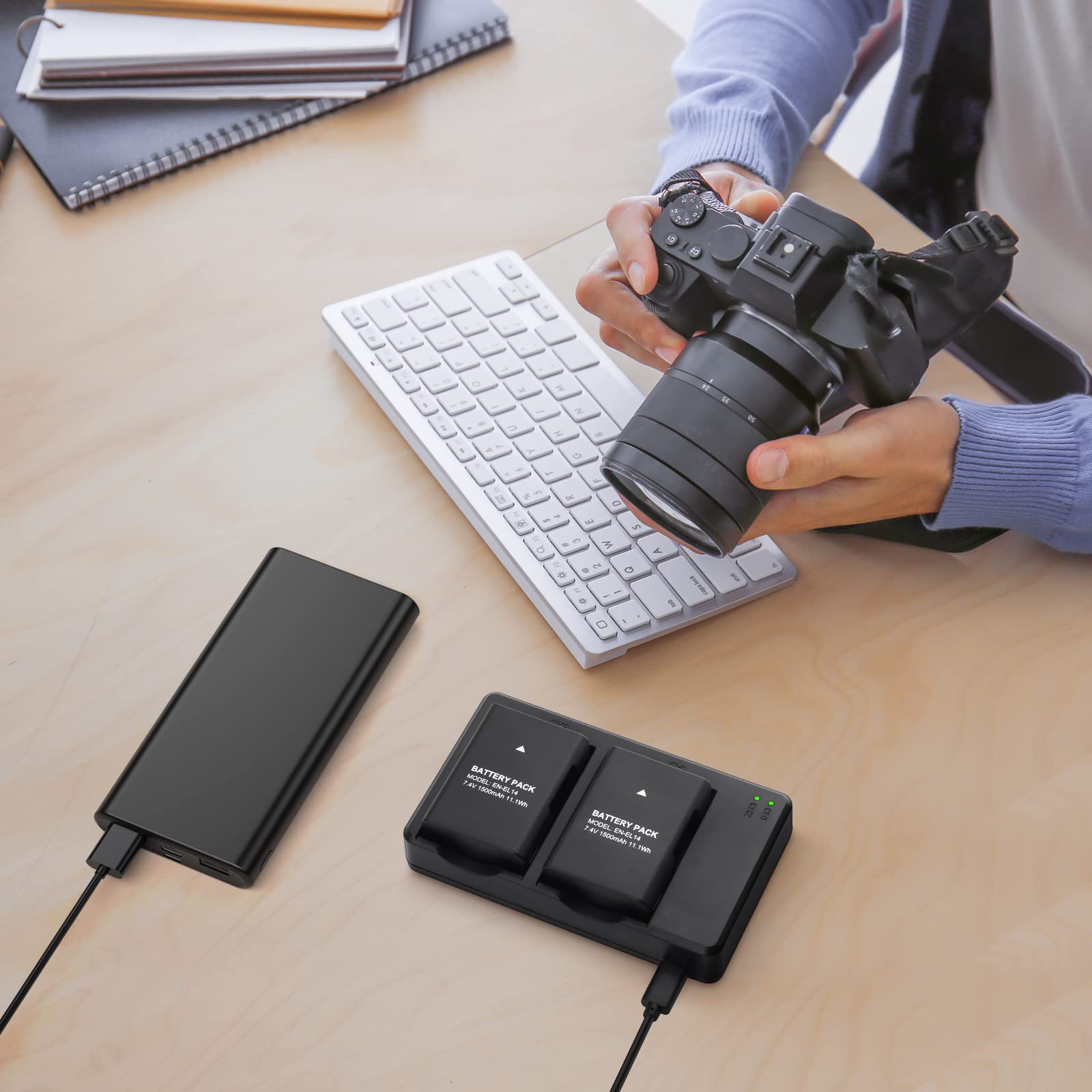 EN-EL14/EN-EL14a Battery 2-Pack & Dual LCD Charger for Nikon