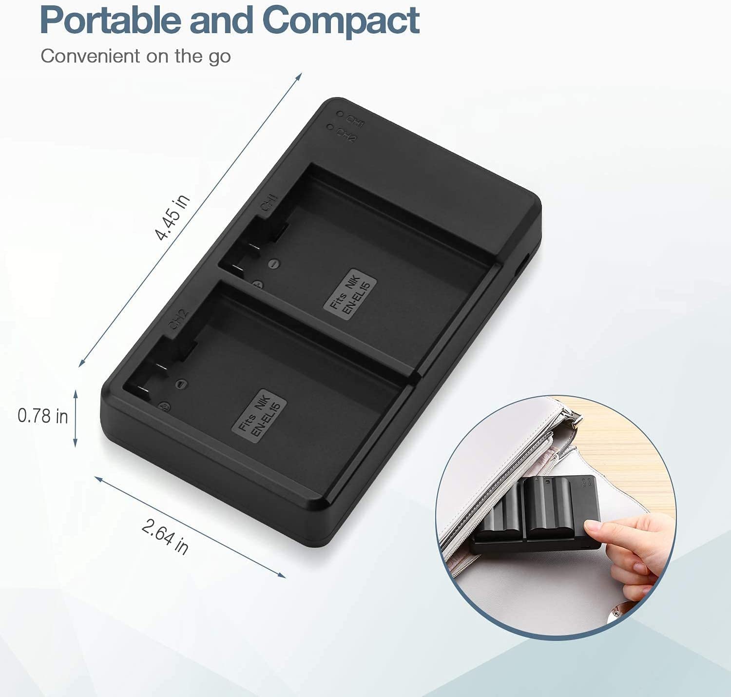 2 Packs EL-E15 Battery with Charger for Nikon D850 D7500 D810