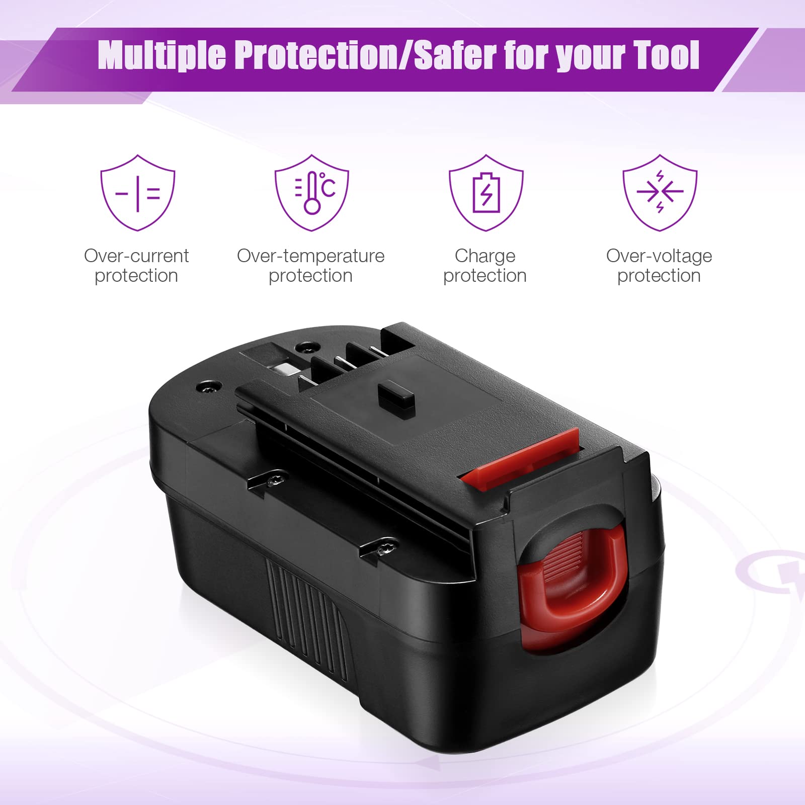 2-Pack 4000mAh HPB18 Battery for Black and Decker 18V Tools