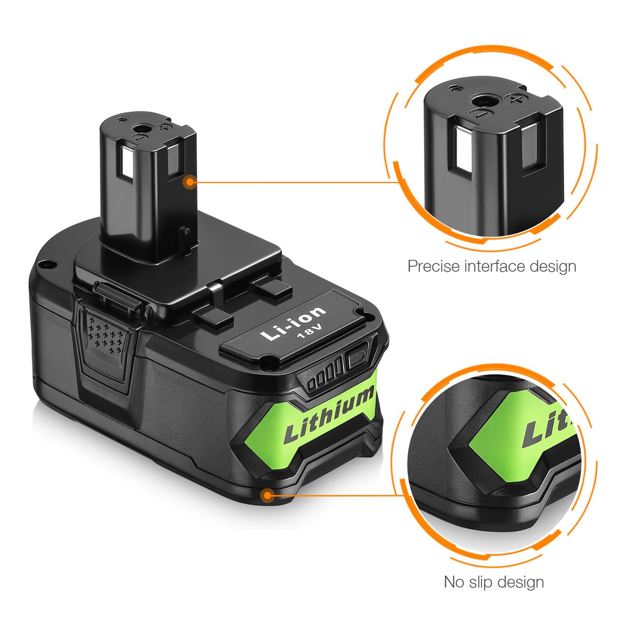 2 Pack 6500mAh Replacement for Ryobi 18V Battery