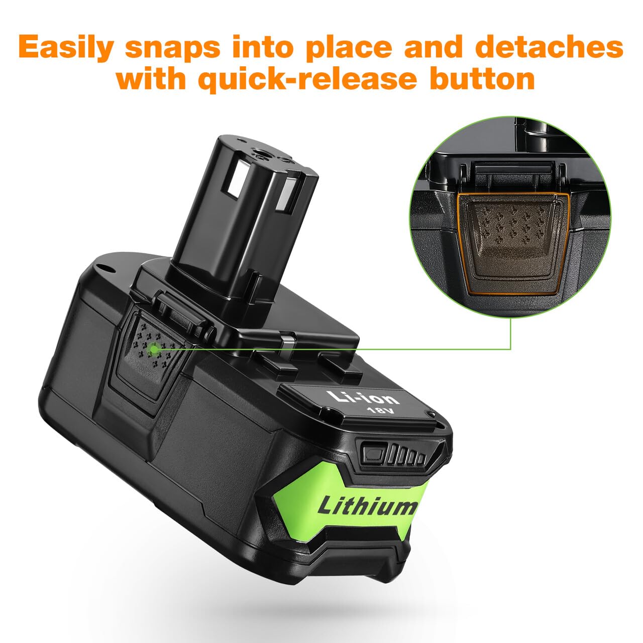 2 Pack 6500mAh Replacement for Ryobi 18V Battery