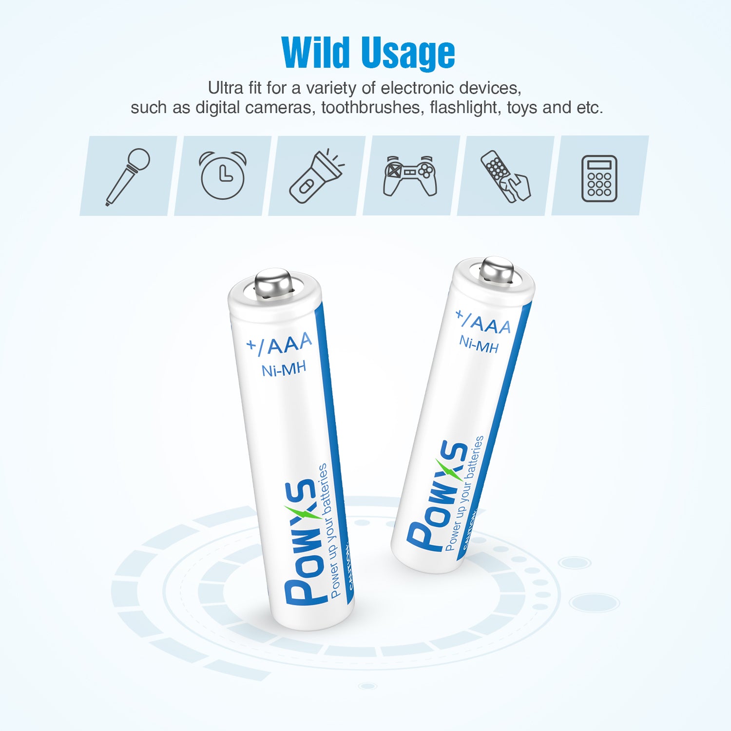 POWXS 16PCS 800mAh Rechargeable Batteries AAA 1.2V NiMH R6 For Flashlight Camera Toy