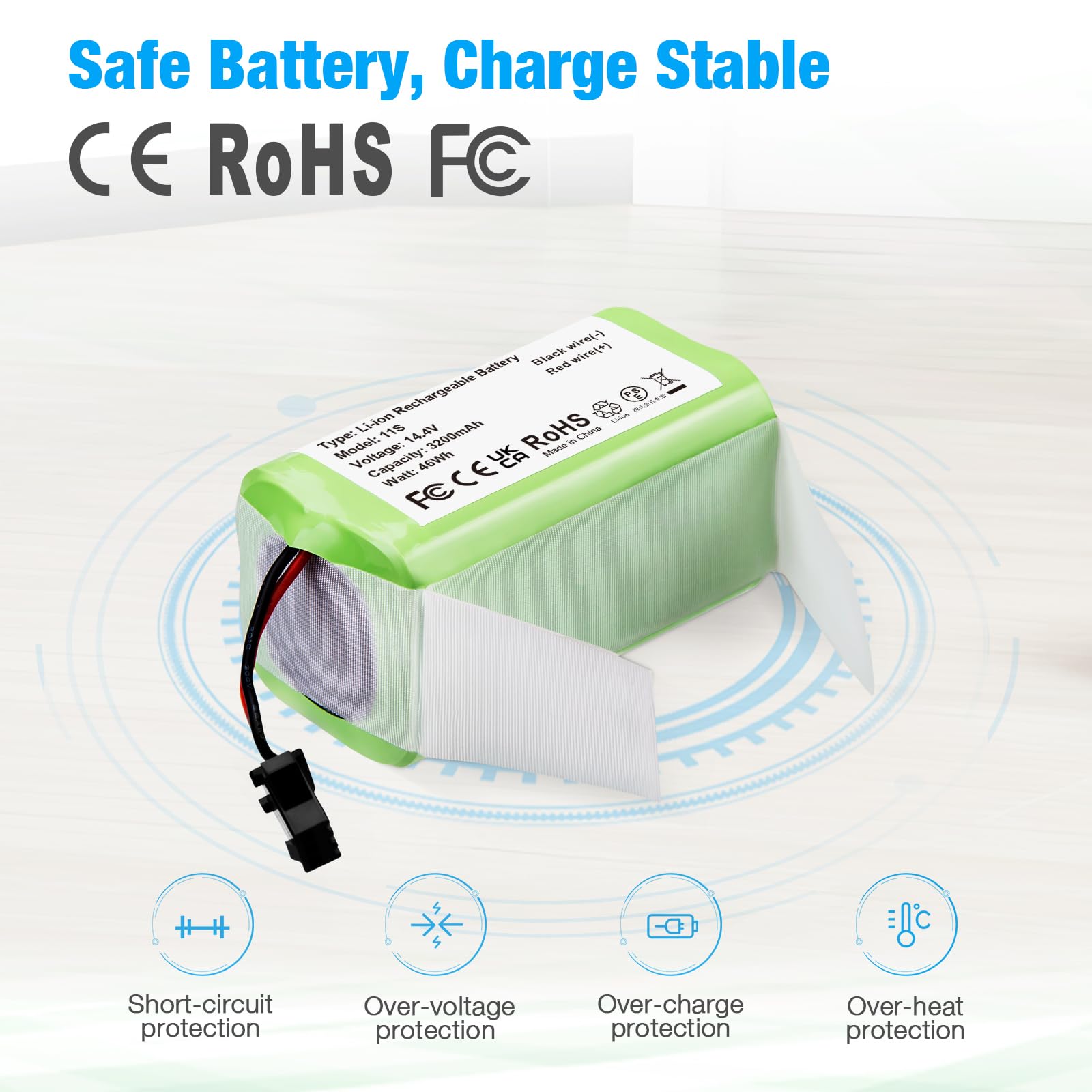 14.4V 3200mAh Replacement Battery for Eufy RoboVac