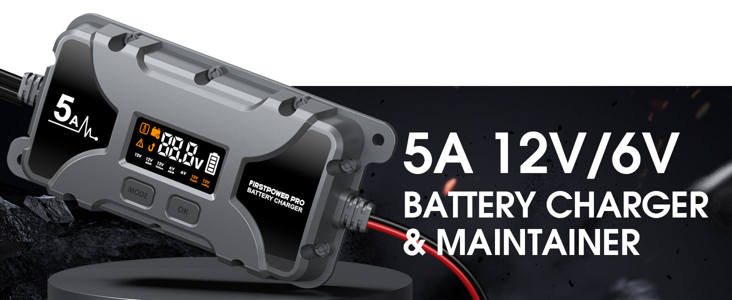 Car Motorcycle Battery Charger 12V 5A with LCD Display