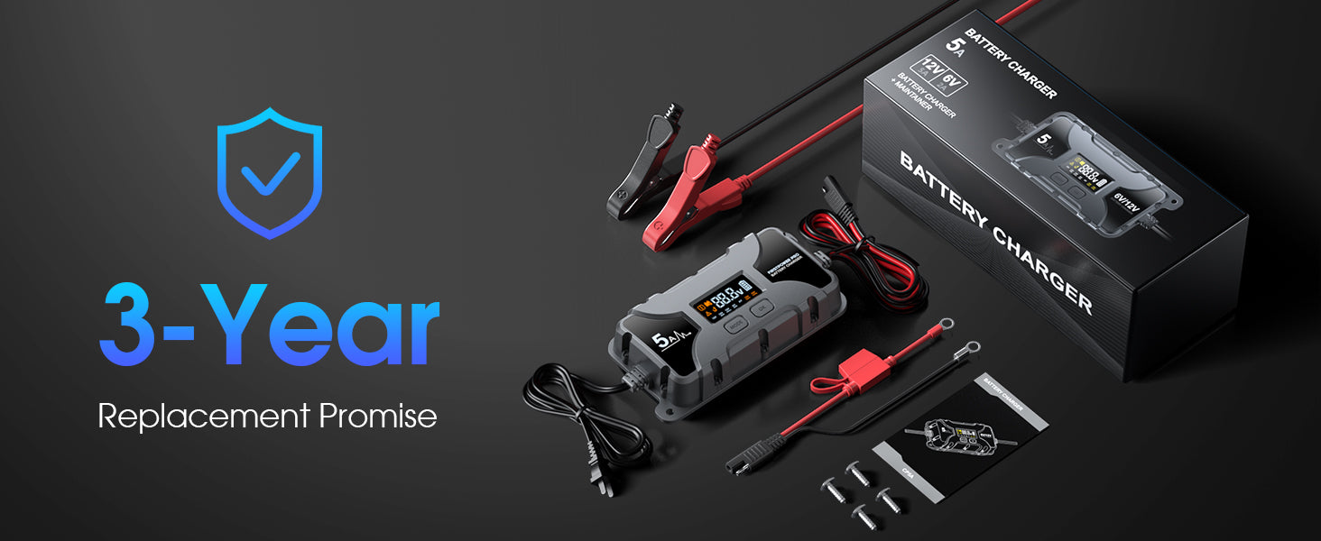 Car Motorcycle Battery Charger 12V 5A with LCD Display