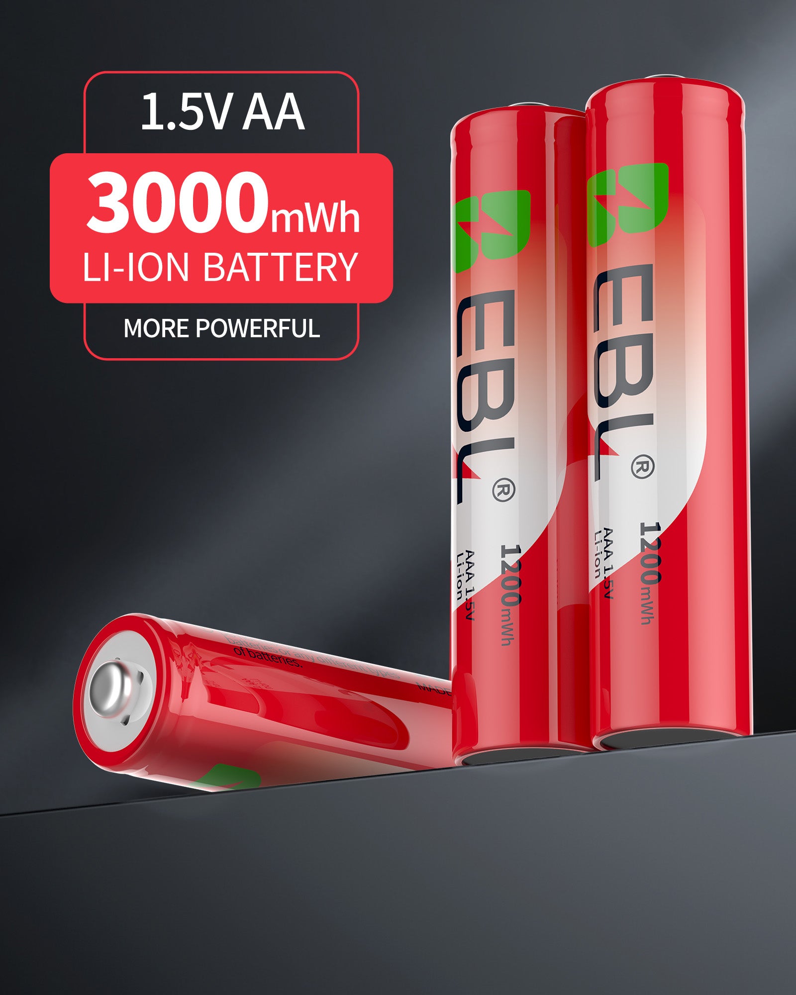Baterías recargables de iones de litio EBL 1,5 V AAA 1200 mWh