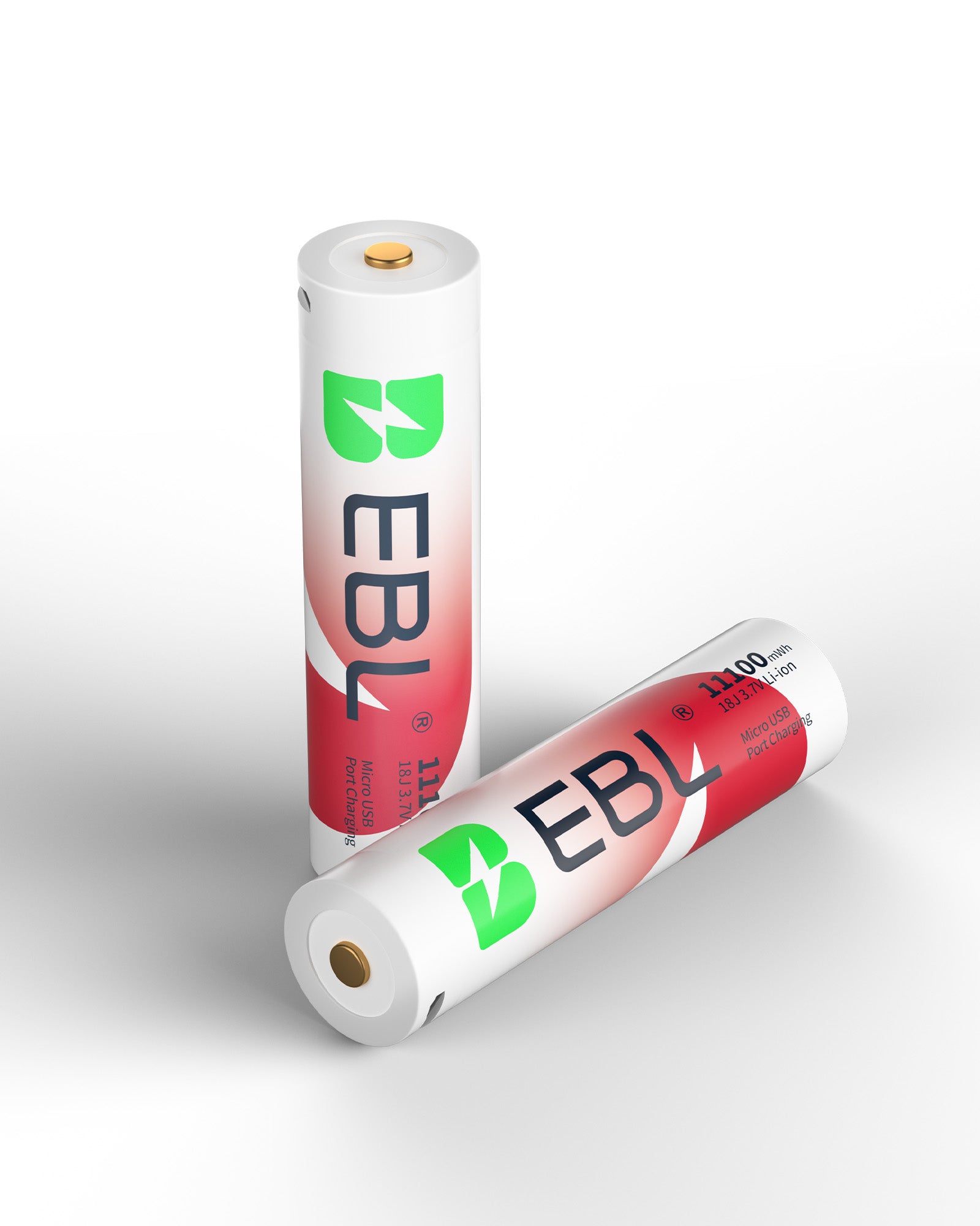 EBL 2Pcs 18J USB Rechargeable Batteries 3.7V 11100mWh