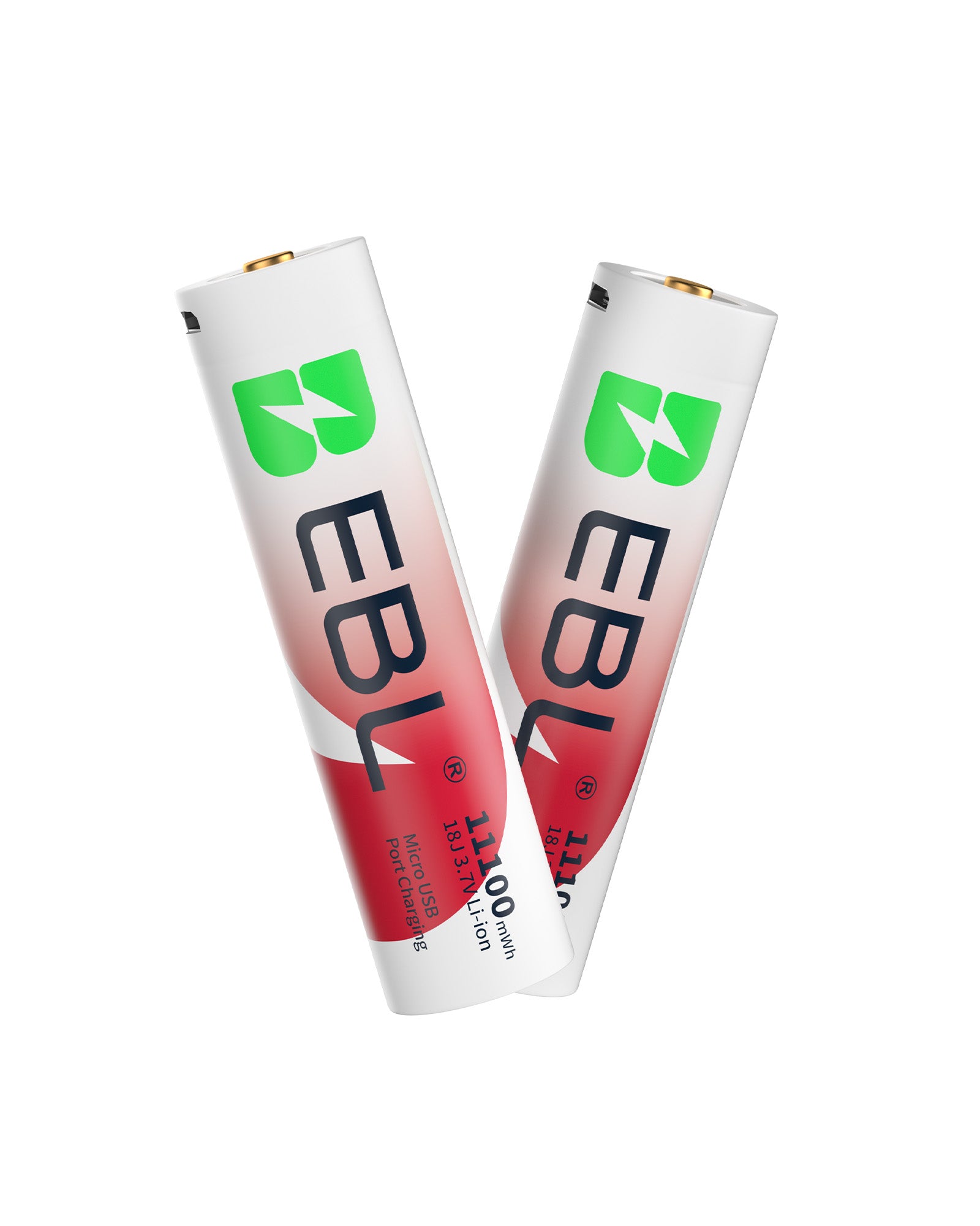 EBL 2Pcs 18J USB Rechargeable Batteries 3.7V 11100mWh