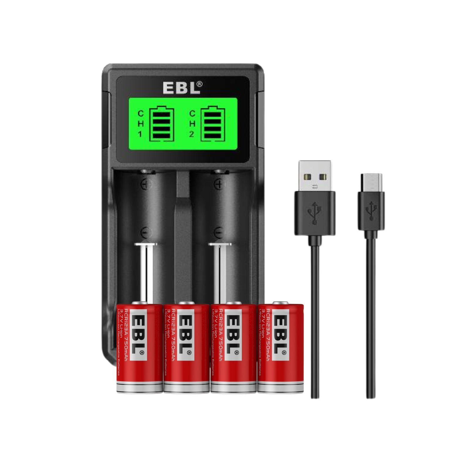 vape batteries 16340 RCR123A 3.7V Li-ion Battery & Charger