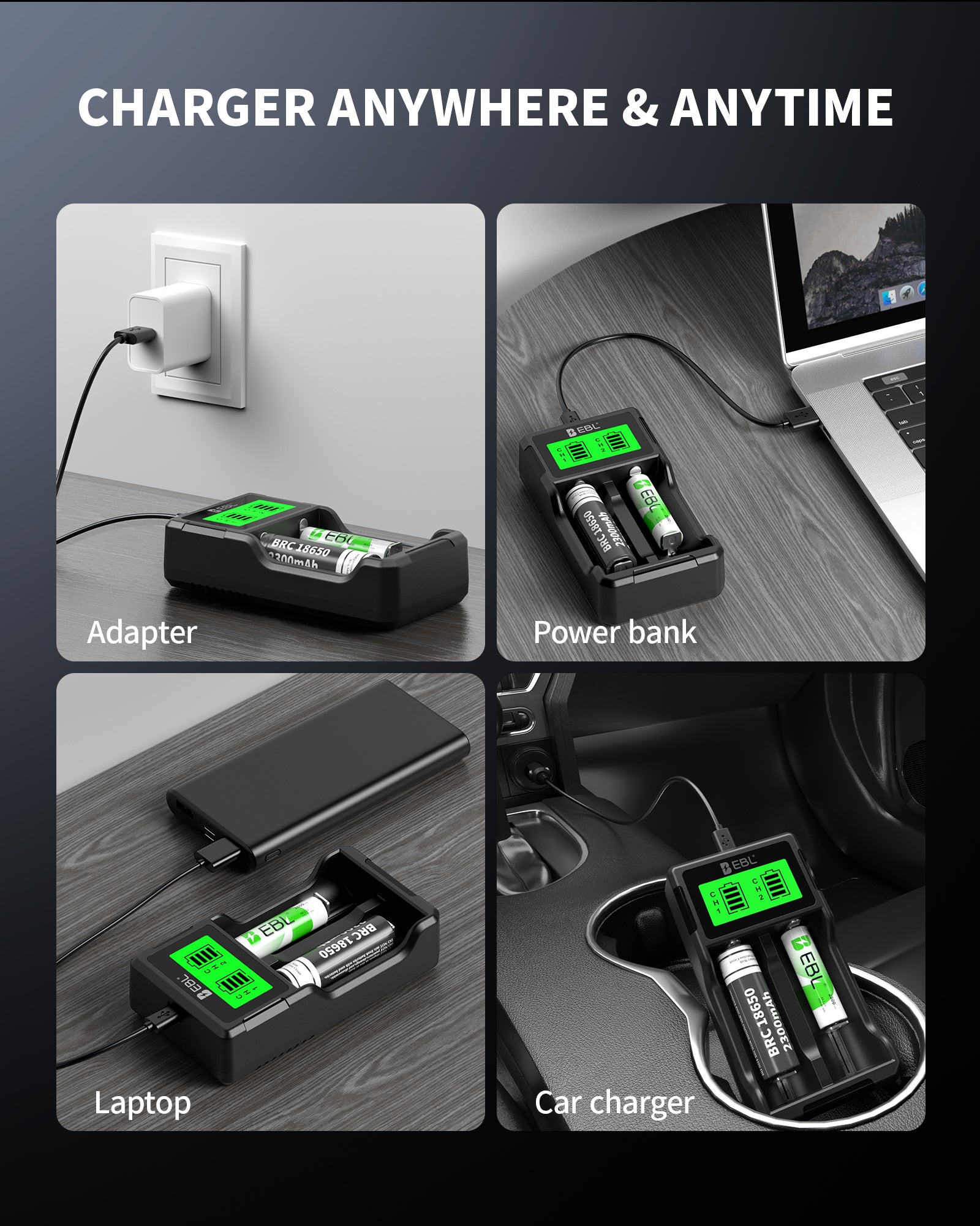 EBL SW-3K Universal 18650 Battery Charger for 3.7V Li-ion/Ni-MH Ni-CD Batteries