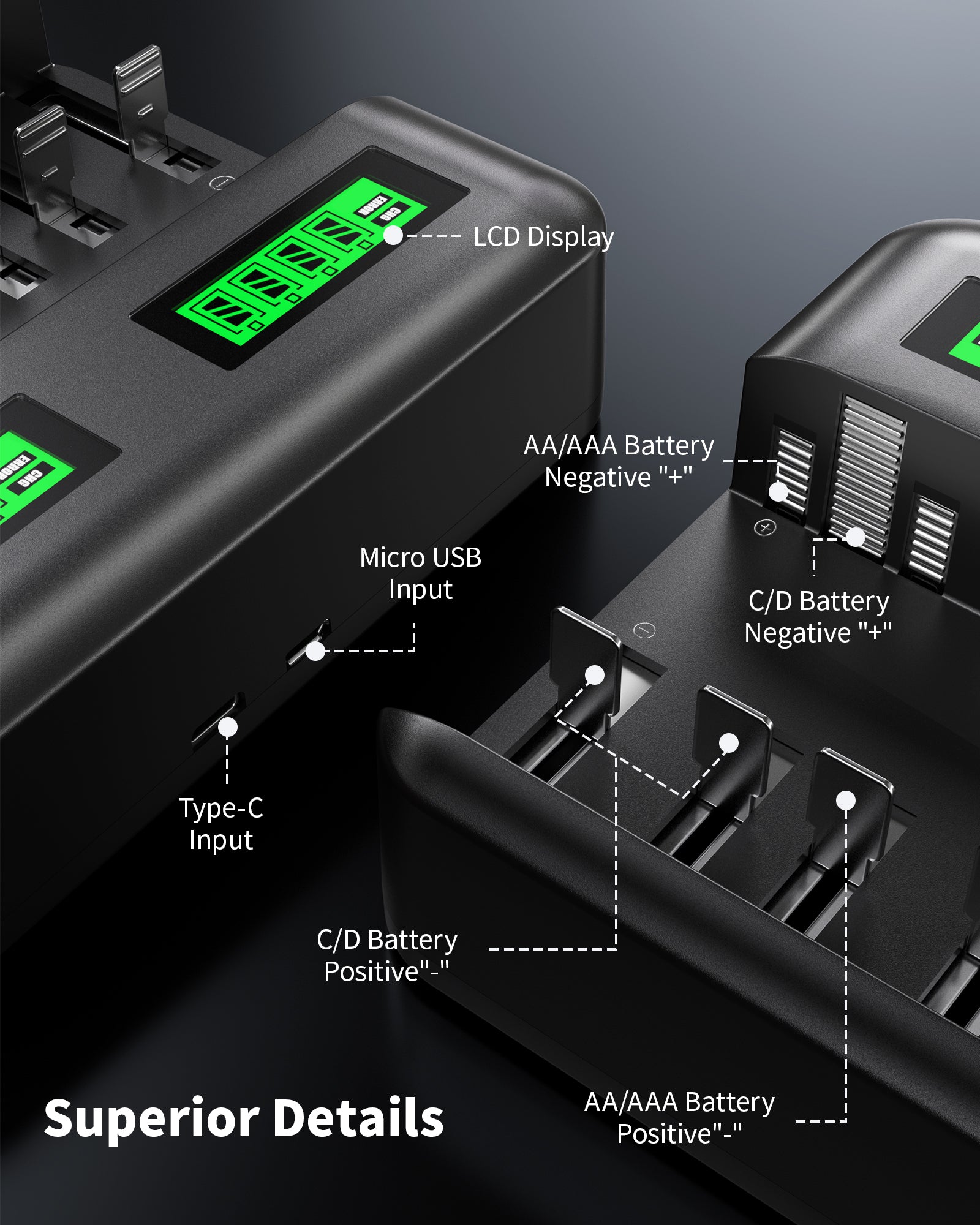 EBL C9008 LCD Battery Charger Details