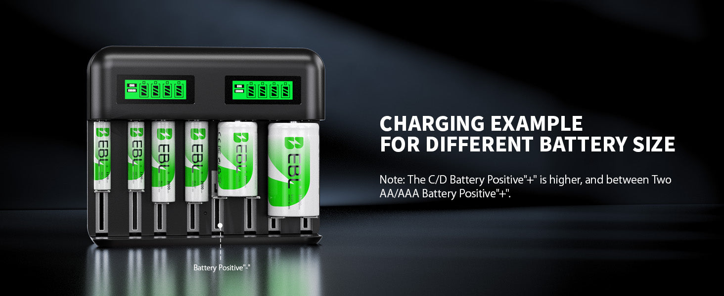EBL C9008 8 Bay LCD Universal Battery Charger for AA AAA C D Ni-MH Batteries