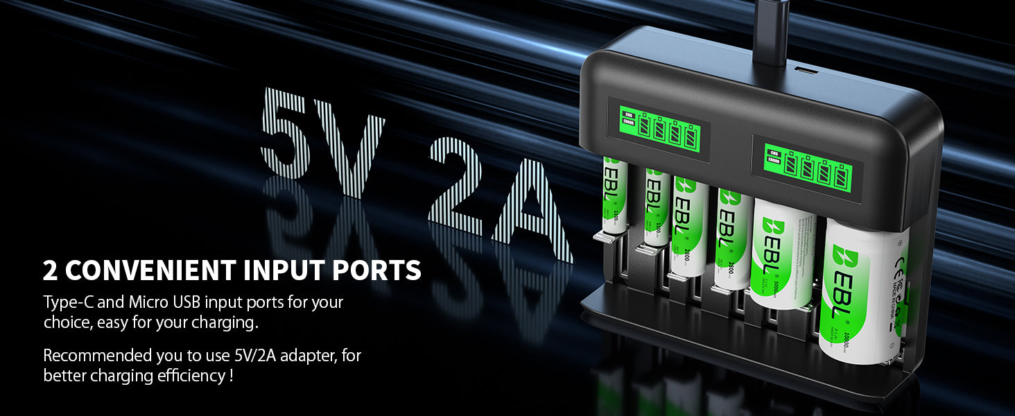 EBL C9008 8 Bay LCD Universal Battery Charger for AA AAA C D Ni-MH Batteries