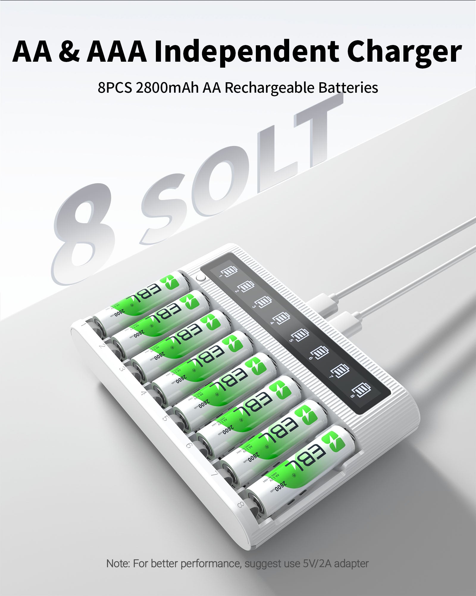 EBL FY-809 LCD Battery Charger for AA AAA Ni-MH Ni-CD Rechargeable Batteries