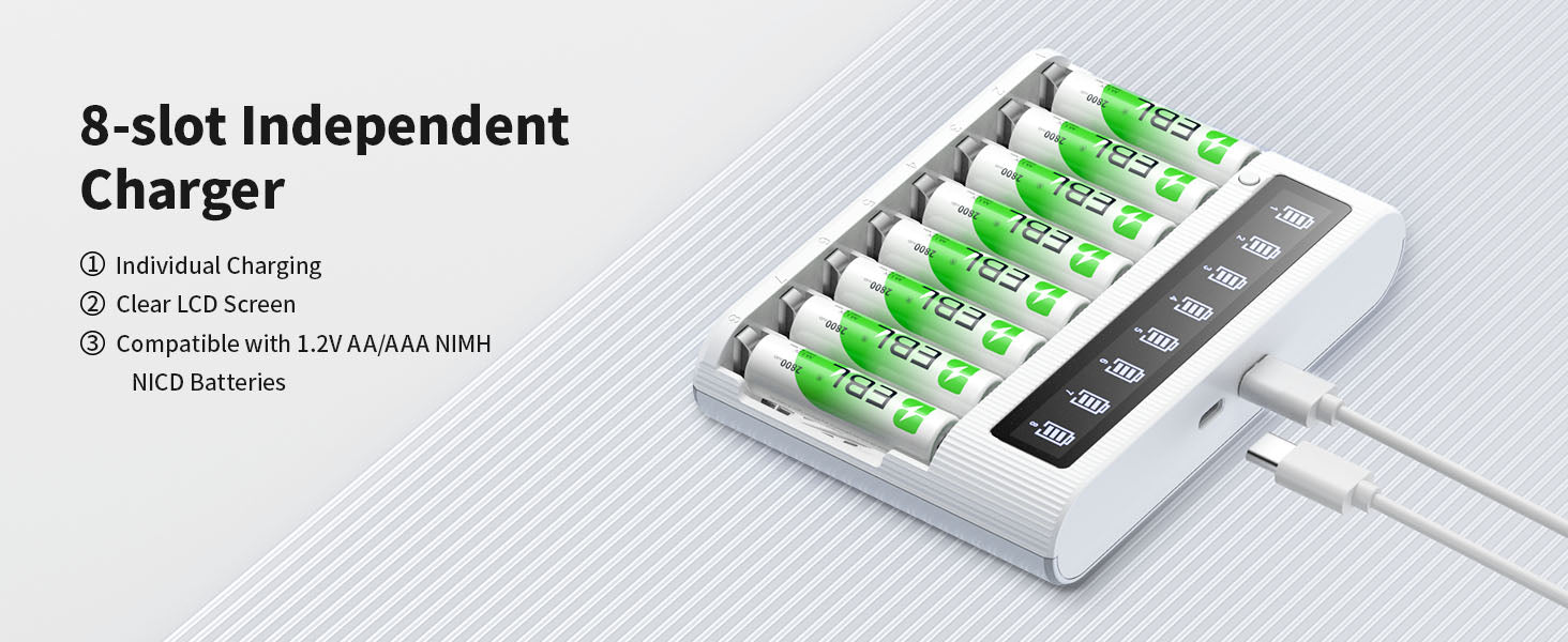 EBL FY-809 LCD Battery Charger for AA AAA Ni-MH Ni-CD Rechargeable Batteries