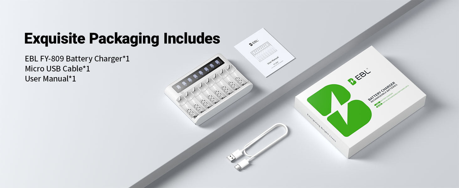 EBL FY-809 LCD Battery Charger for AA AAA Ni-MH Ni-CD Rechargeable Batteries