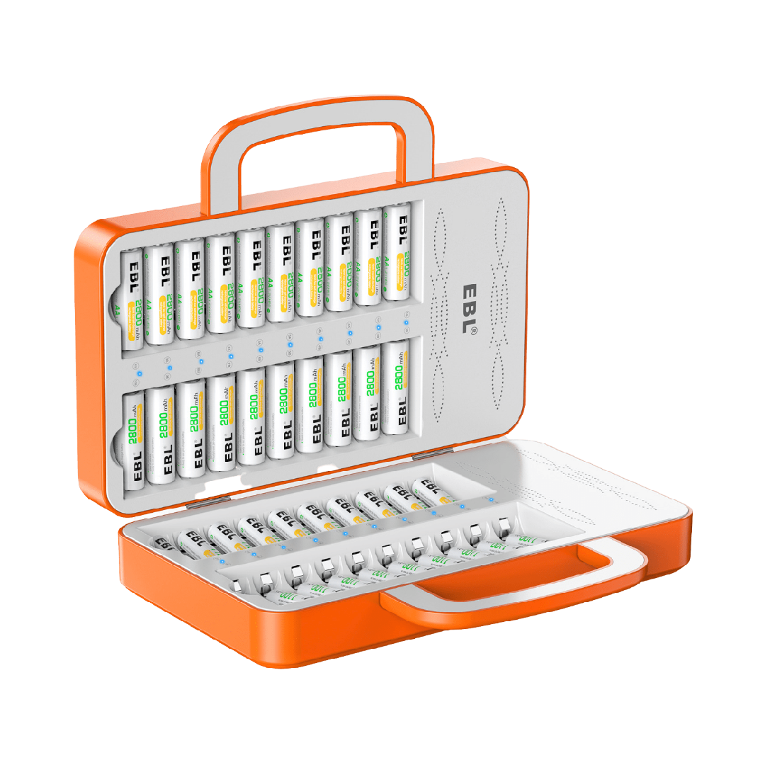 EBL 40 Slot Battery Charger Box For AA AAA Ni-MH Ni-CD Batteries