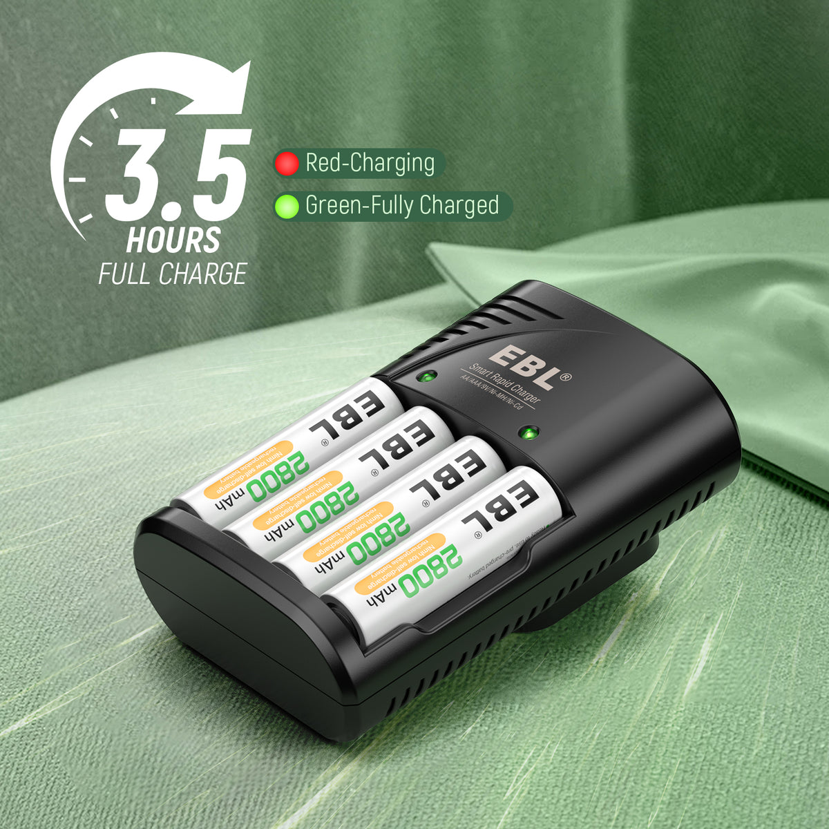 EBL Rechargeable AA Batteries with Charger, 8 Pack Pre-Charged Double A Battery 2800mAh and Battery Charger for AA AAA 9V Batteries