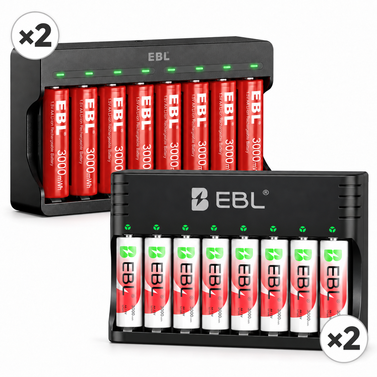 EBL Lithium Battery Charger with 1.5V AA AAA Li-ion Batteries