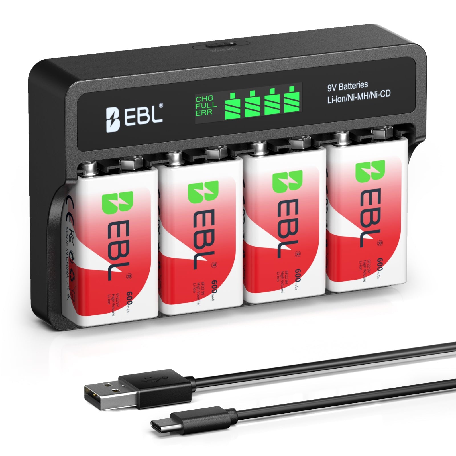 Buy EBL 9V Ni-Mh/Li-Ion Batteries with LCD Battery Charger