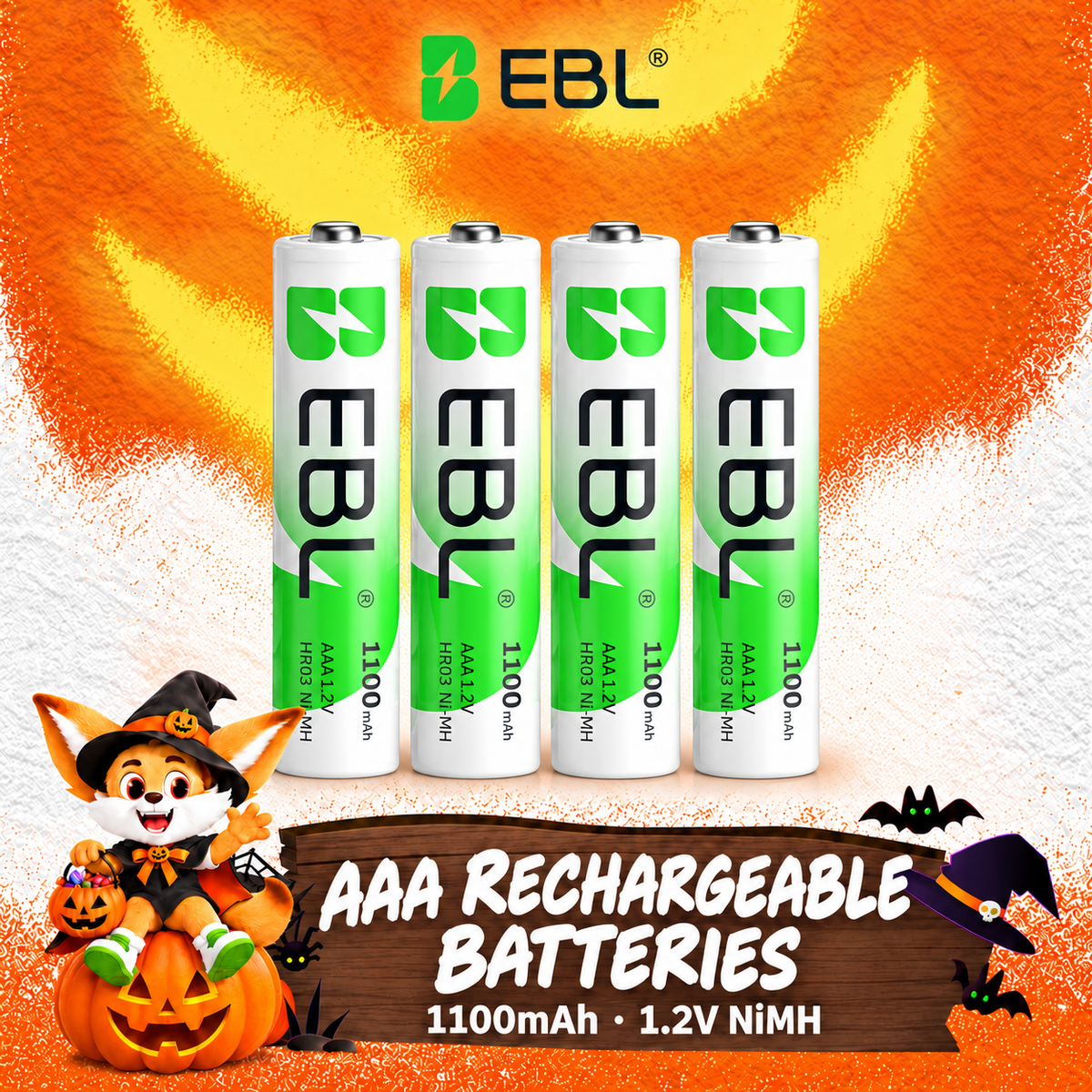 EBL AAA Rechargeable Batteries 1100mAh 1.2V NiMH for Remotes, Toys & Wireless Devices