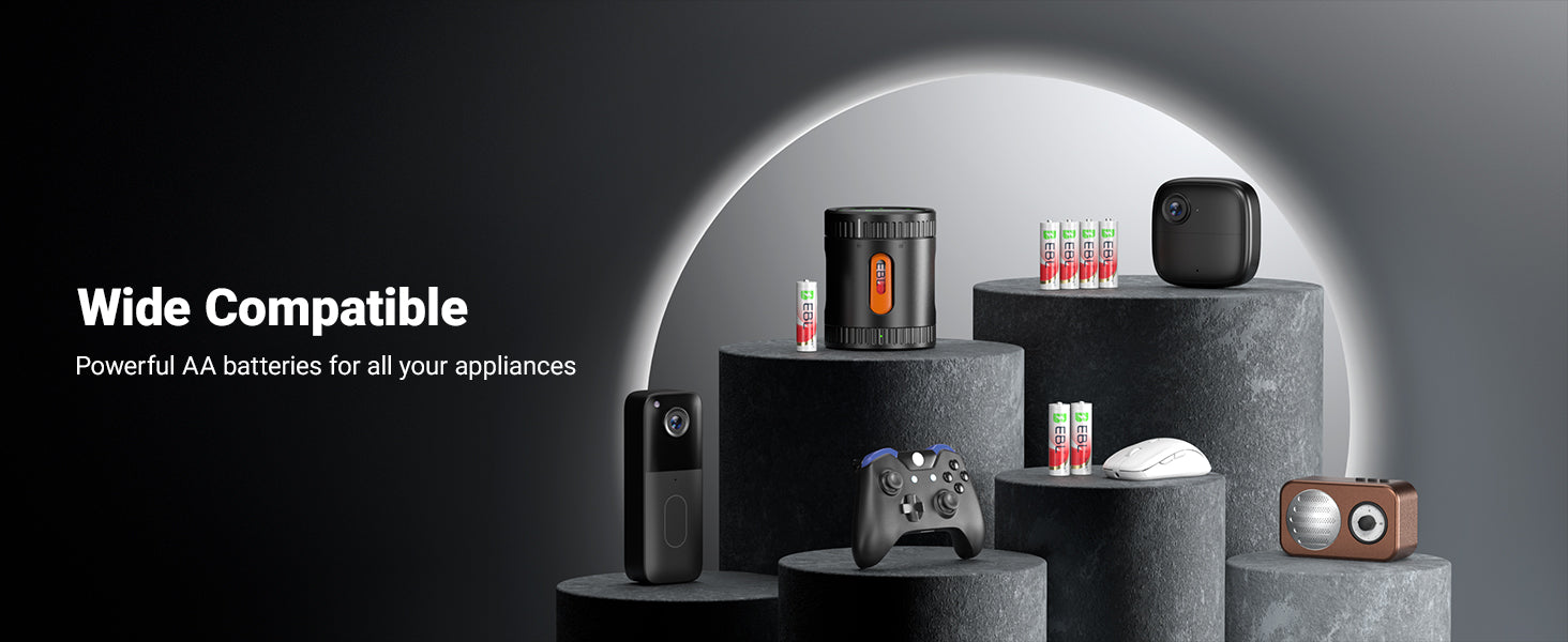 EBL Rechargeable AA Lithium Batteries Ⅲ 3600mWh with Charger
