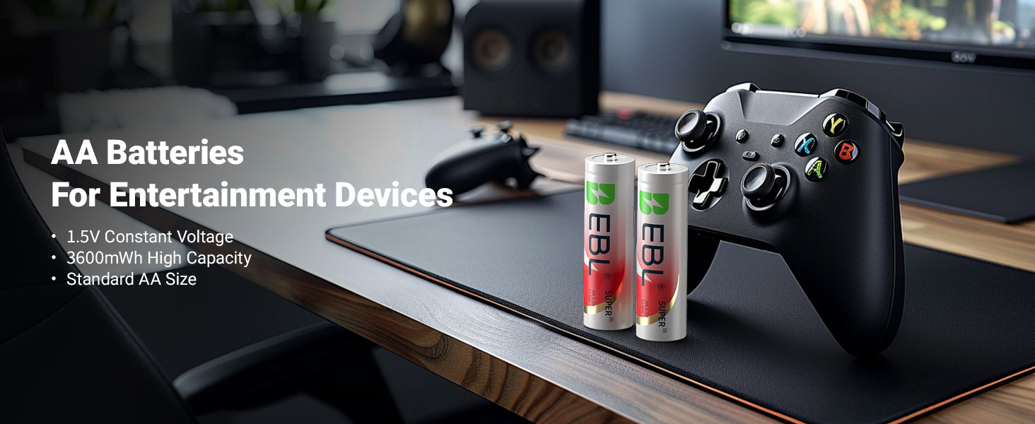 EBL Rechargeable AA Lithium Batteries Ⅲ 3600mWh with Charger
