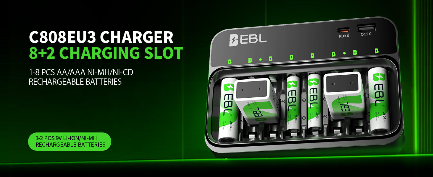 EBL PD 20W AA AAA 9V Battery Charger