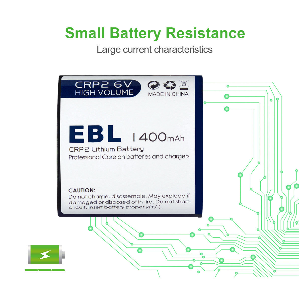 EBL CR-P2 6V 1400mAh Lithium Photo Battery - EBLOfficial