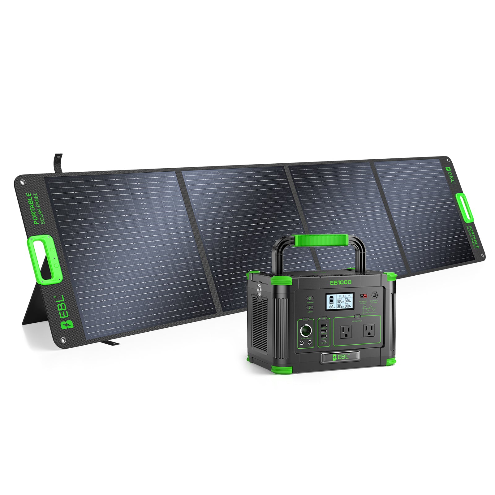 EBL 1000W Portable Power Station with 200W Solar Panel Bundle, 999Wh Solar Generator for Home Backup, Camping, RV, Emergency Power, Off-Grid Living & Outdoor Adventures