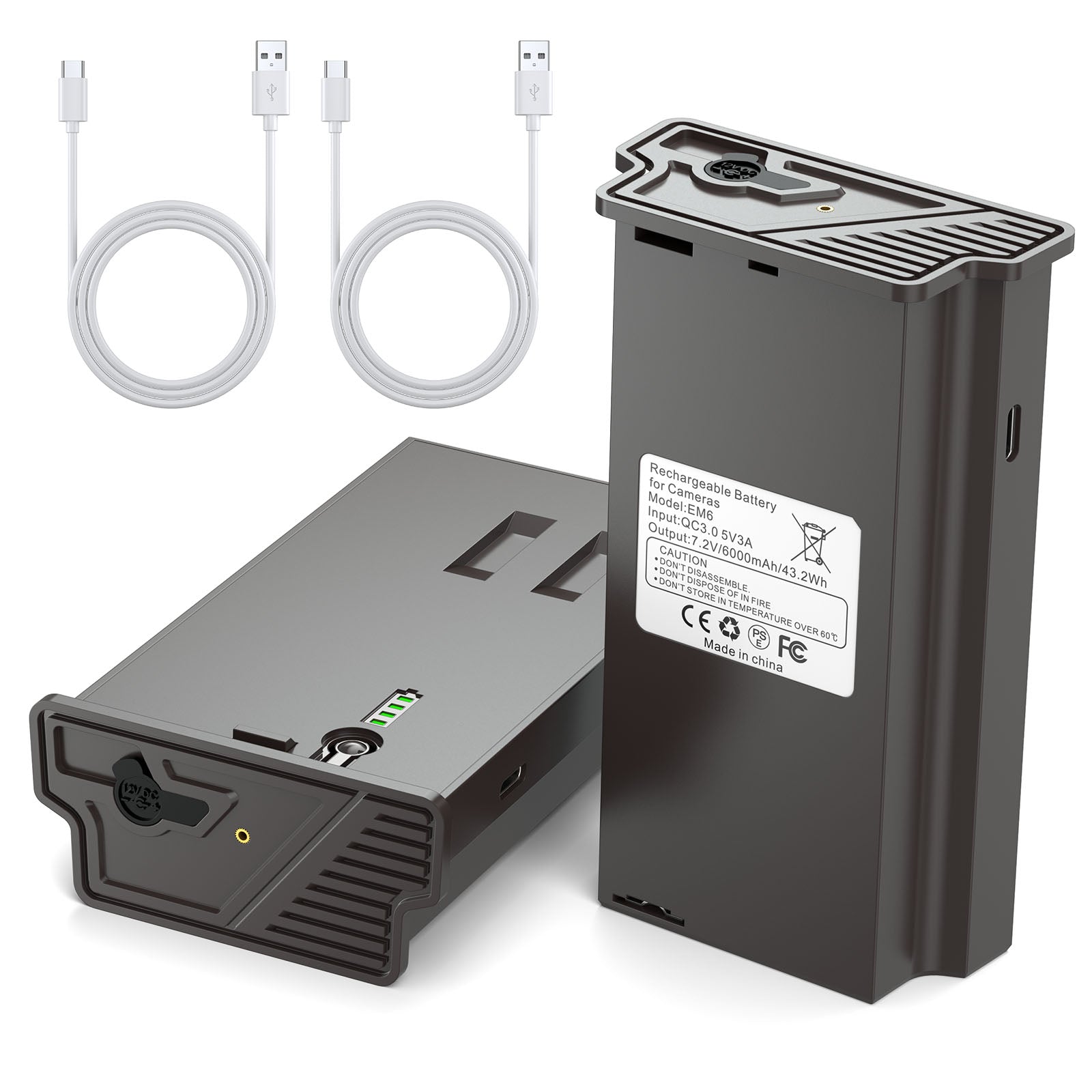 2-Pack 5000mAh Rechargeable Lithium Battery Pack for Moultrie Edge Trail Cameras with USB-C Charging Cables