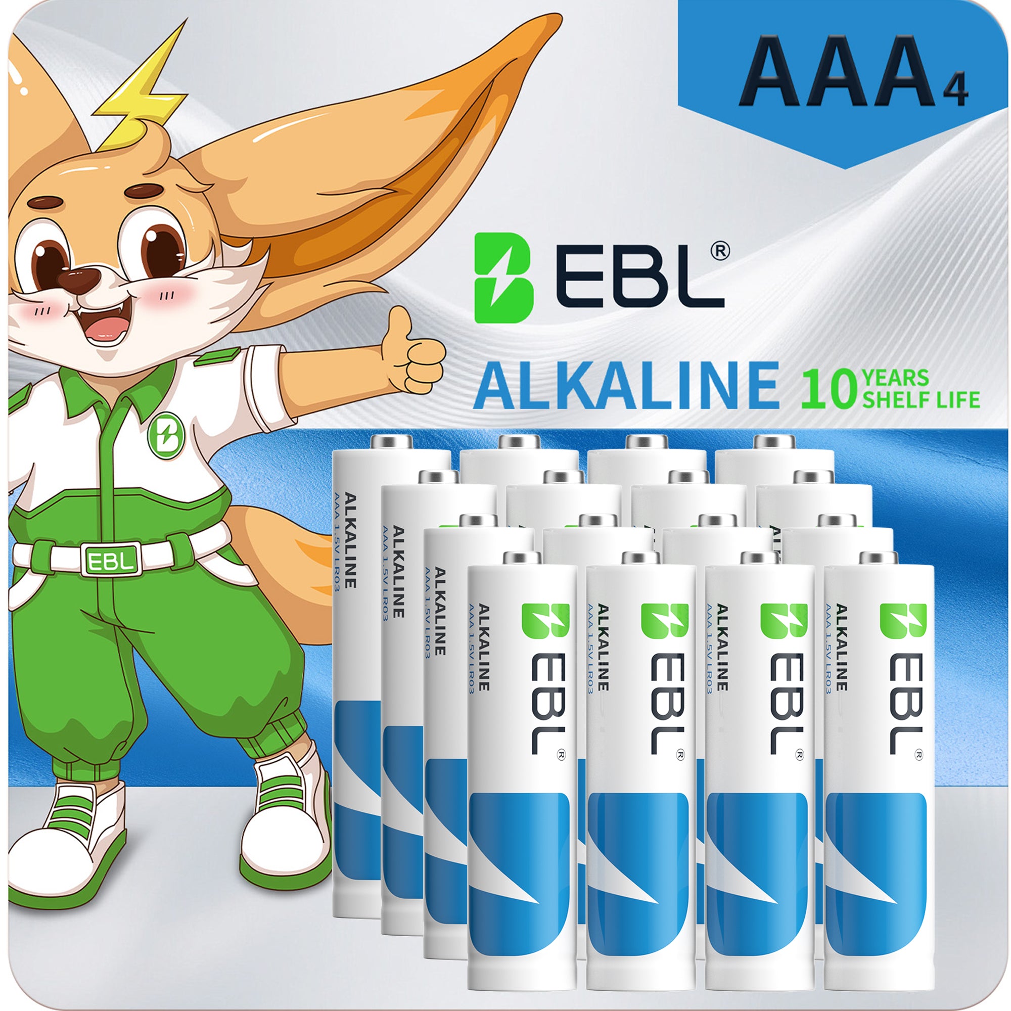 EBL Alkaline AAA Batteries (16 Pack), 1.5V Long-Lasting, 10-Year Shelf Life