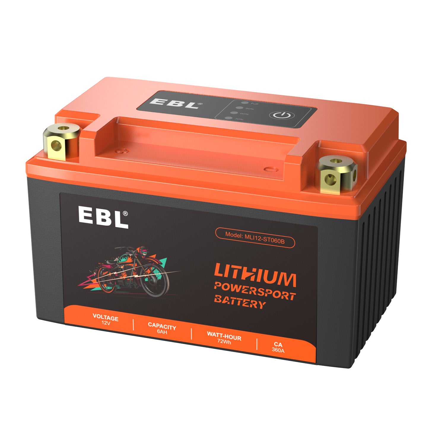EBL 12V 6Ah LiFePO4 Motorcycle Battery, 180 CCA 360 CA Lithium Starter Battery, YTX7A-BS Replacement for ATV, UTV, Motocross, Dirt Bike, Snowmobile & Jet Ski
