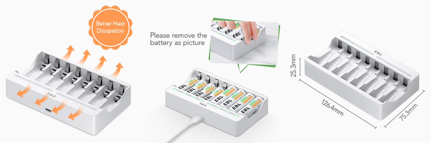 EBL C9010N Smart 8 Bay AA AAA Ni-MH Battery Charger