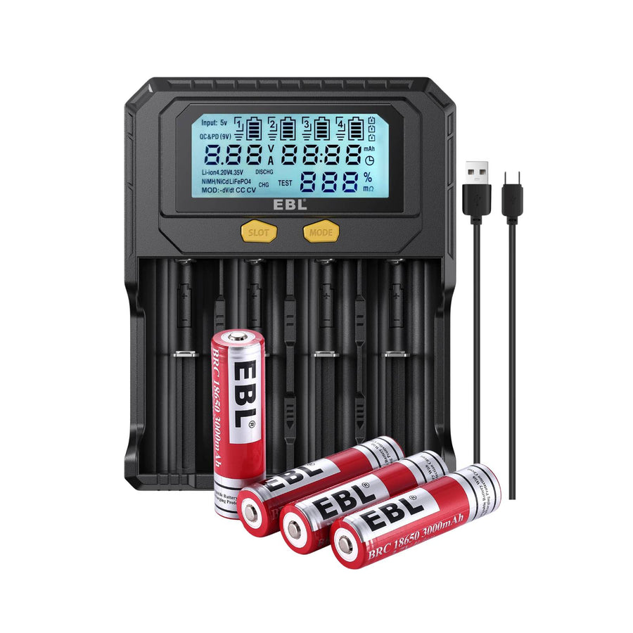 EBL PD4 Universal Charger with 18650 Li-ion Batteries