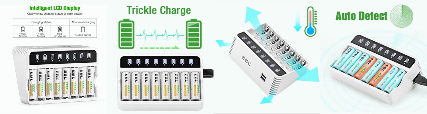 EBL FY-808 8-Bay AA AAA Ni-MH Ni-CD Individual Battery Charger