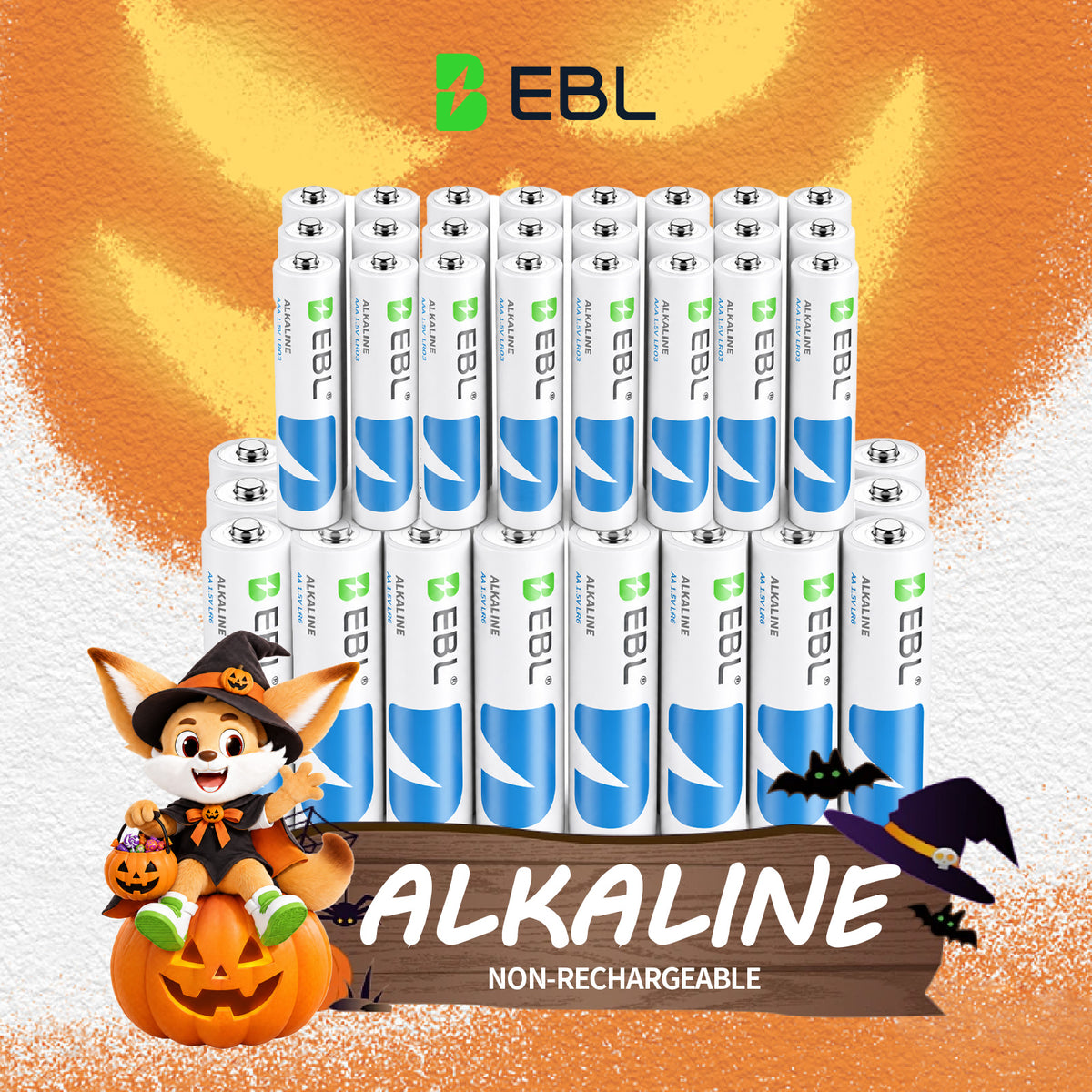 👻 Boo! EBL AA Alkaline Batteries, 1.5V Non-Rechargeable Double A Batteries