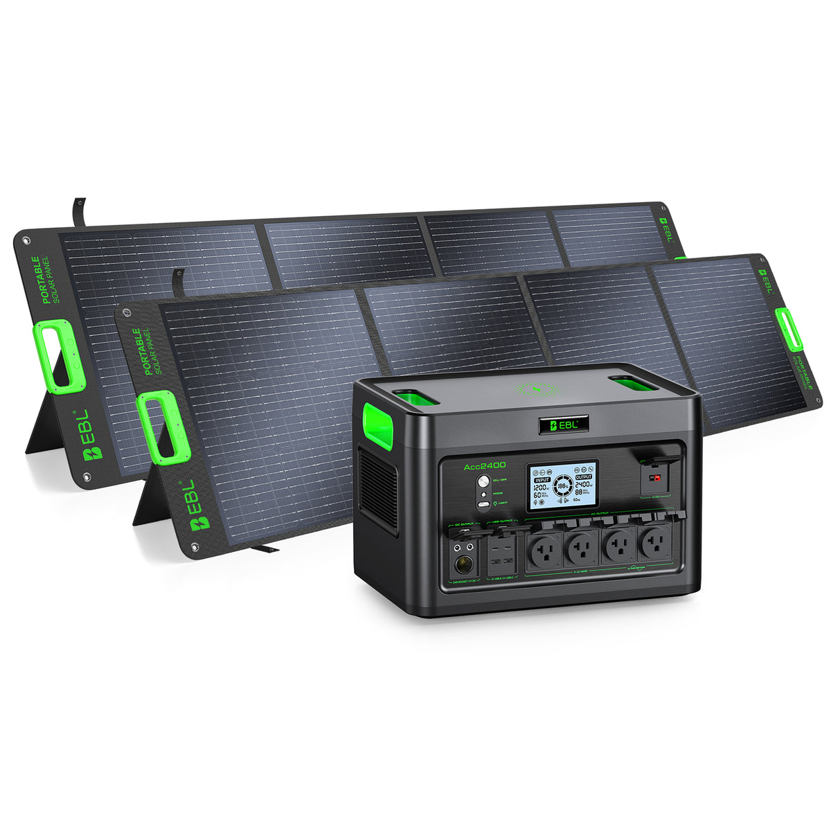 EBL 2400W Portable Power Station LiFePO4 Battery,1843.2Wh Solar Generator,Home Battery Backup,12 Outlets(2400W AC Outlets), USB-C PD 100W,2Hrs Quick Charge,Home Emergency, RV Trip